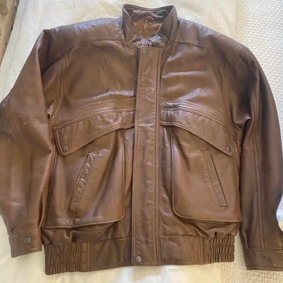 Vintage 100% Leather Oversized Jacket - Picture 2 of 5